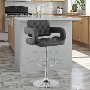 Kitchen Stool; Height Adjustable Stool With Swivel Leather Seat