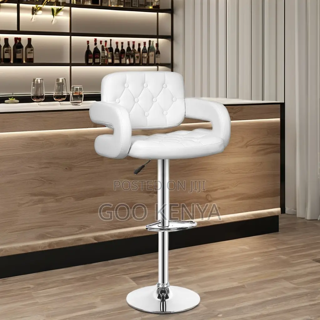 Kitchen Stool; Height Adjustable Stool With Swivel Leather Seat