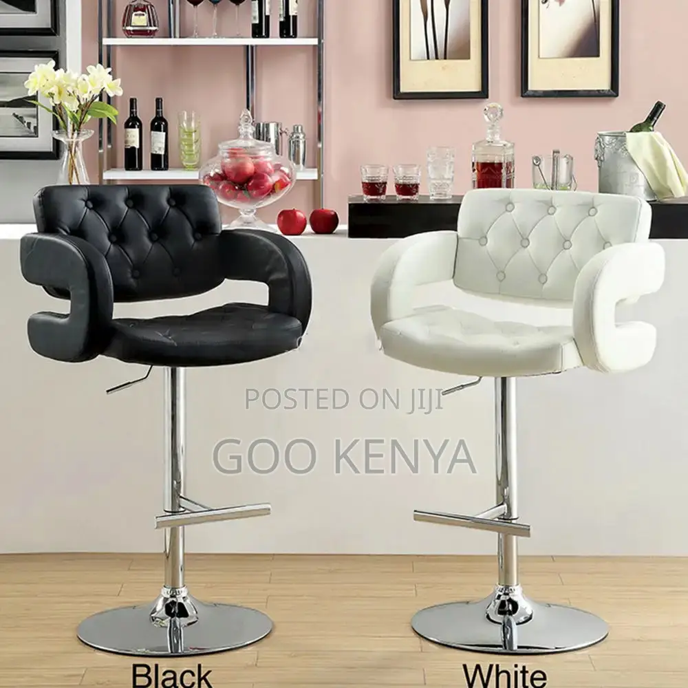 Kitchen Stool; Height Adjustable Stool With Swivel Leather Seat