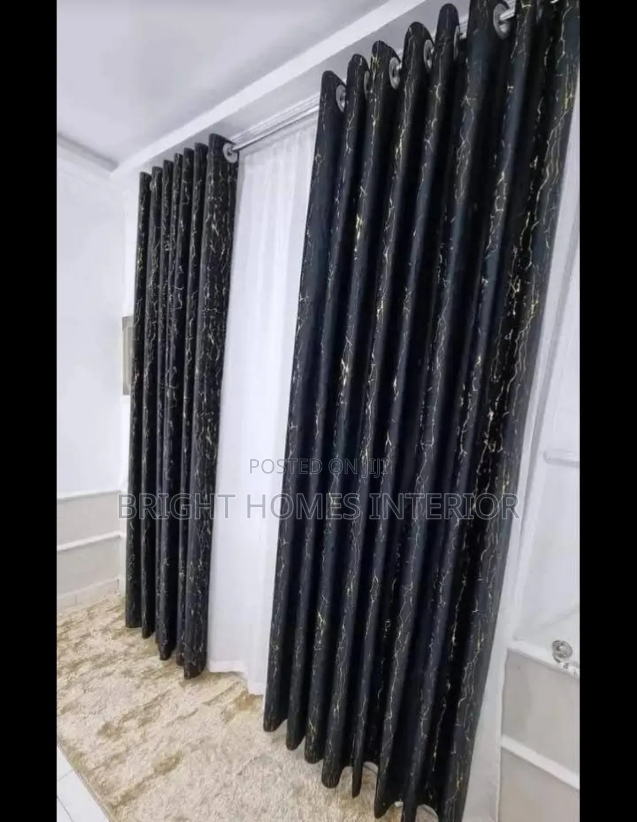 Velvet Cotton Black Curtain With Soft Texture