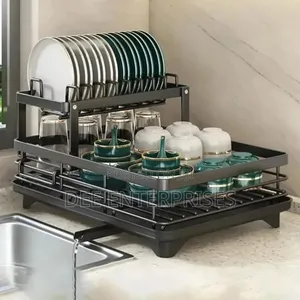 2 Tier Dish Rack With Cutlery Holder Chop Board Holder