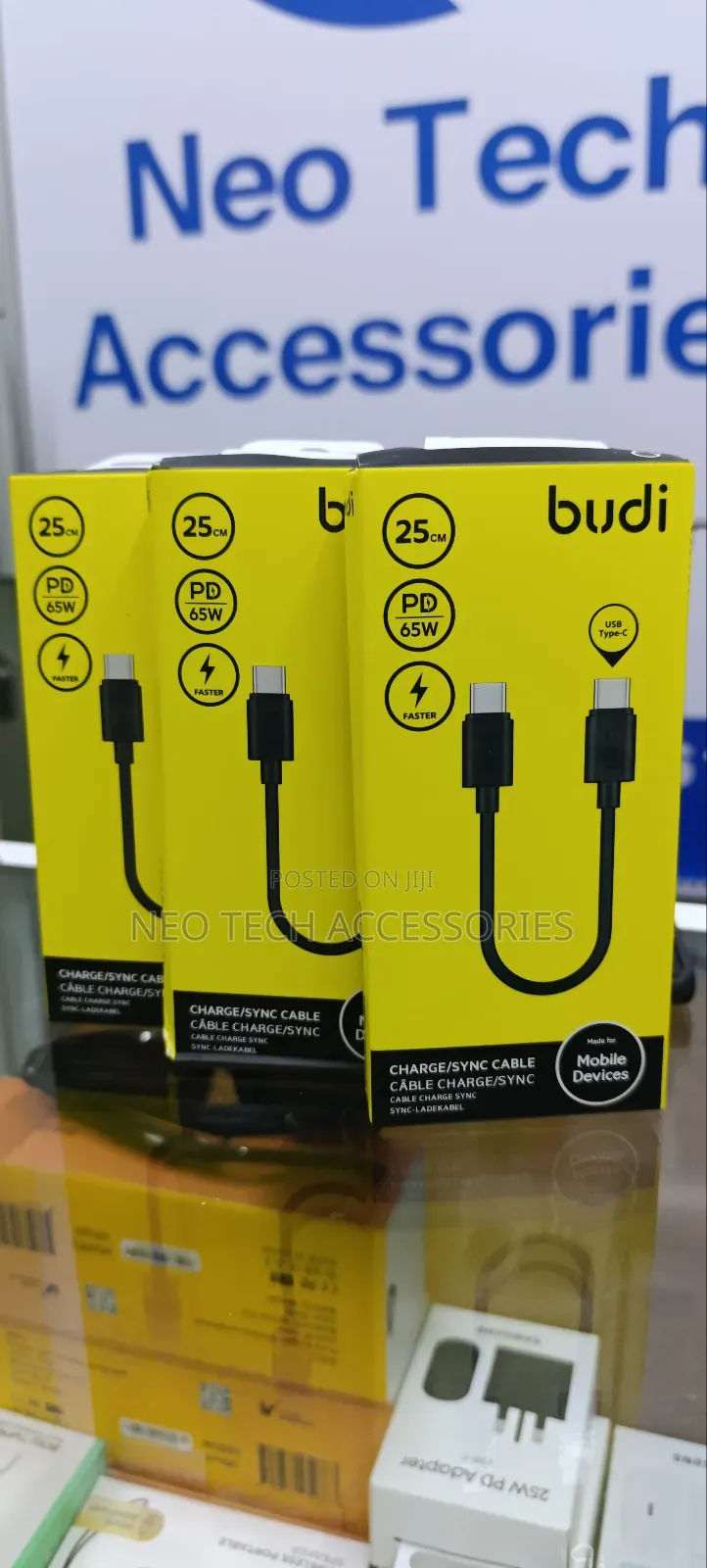 Budi 25cm Pd65w Type C to Type C Fast Charging Cable