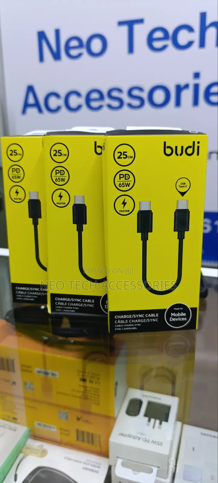 Budi 25cm Pd65w Type C to Type C Fast Charging Cable