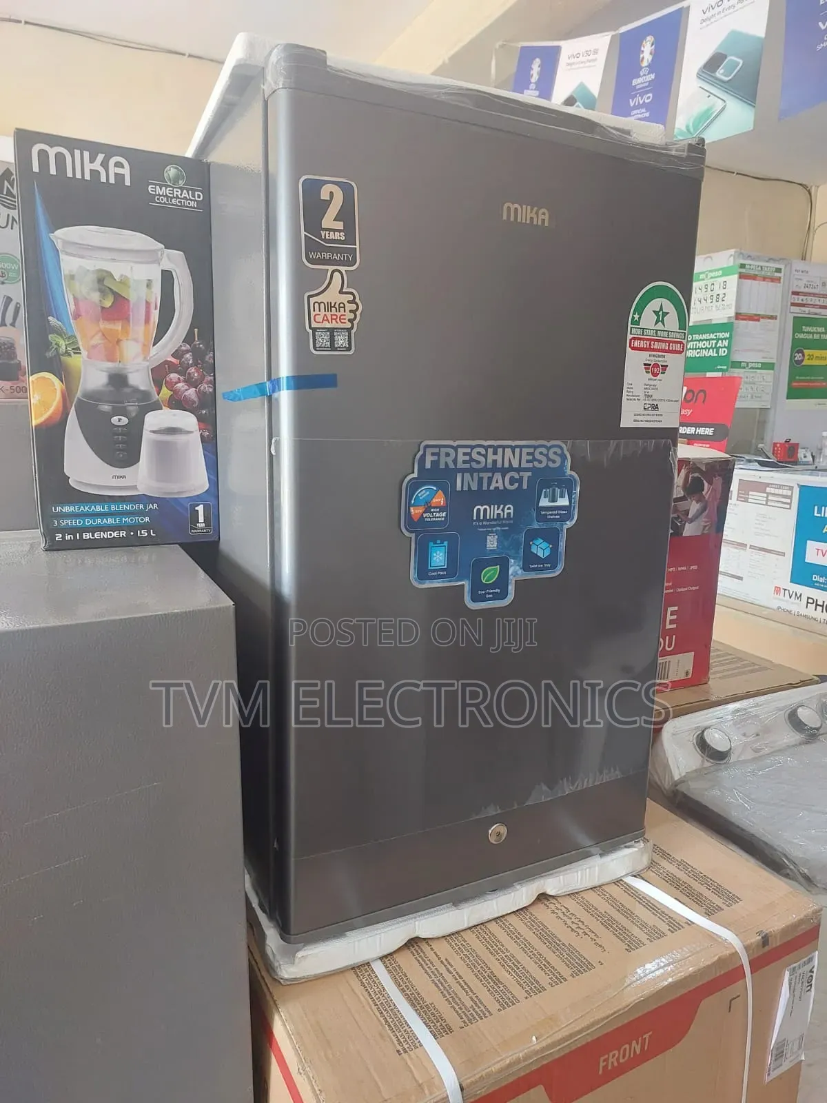 Mika Fridge, Single Door Defrost, 92l, Dark Silver