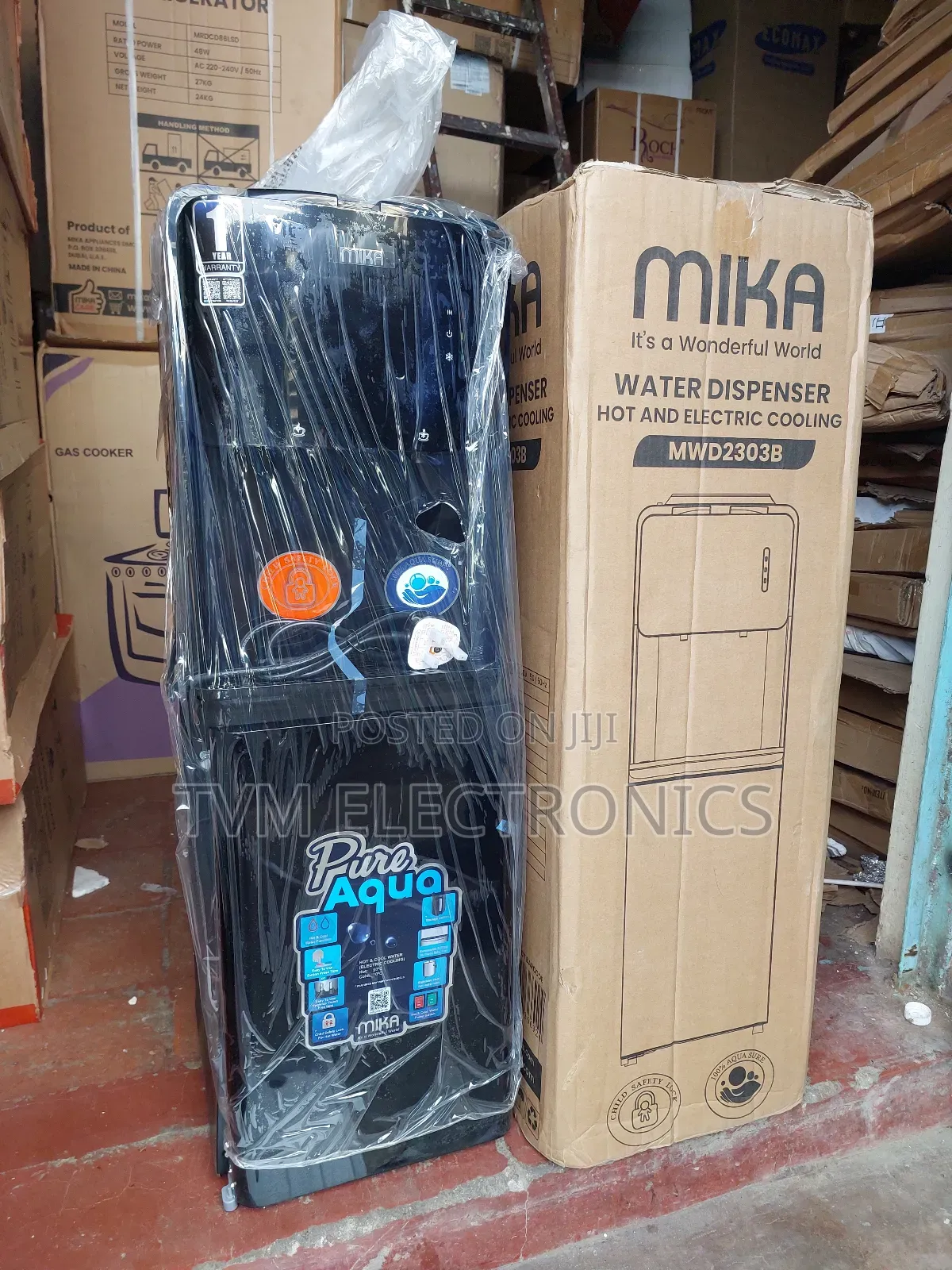 Mika Water Dispenser Hot Electric Cooling, With Cabinet, Black