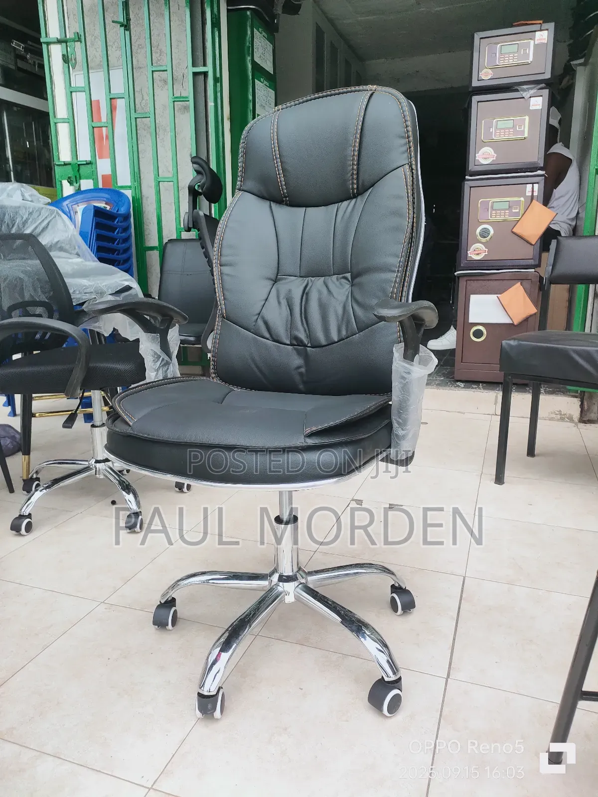 Black Faux Office Leather