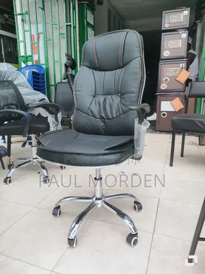 Black Faux Office Leather
