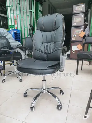 Black Faux Office Leather