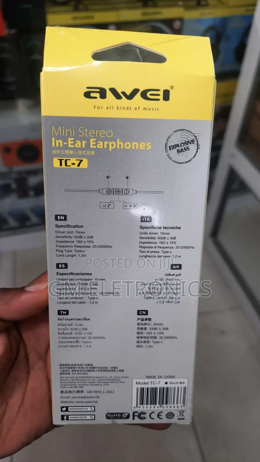 Awei Tc 7 Wired Type-C Earphones.