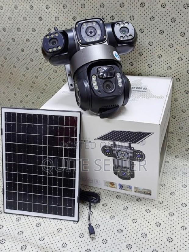 Triple-Lens 4g Solar CCTV Surveillance Camera Three Screens - main view