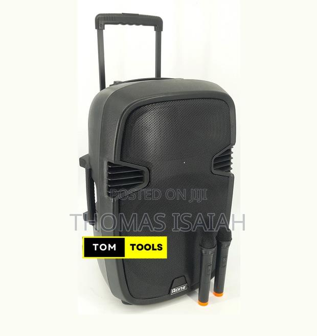 Aone 15′′ Rechargeable Portable Pa Speaker System With 2 Microphones - main view