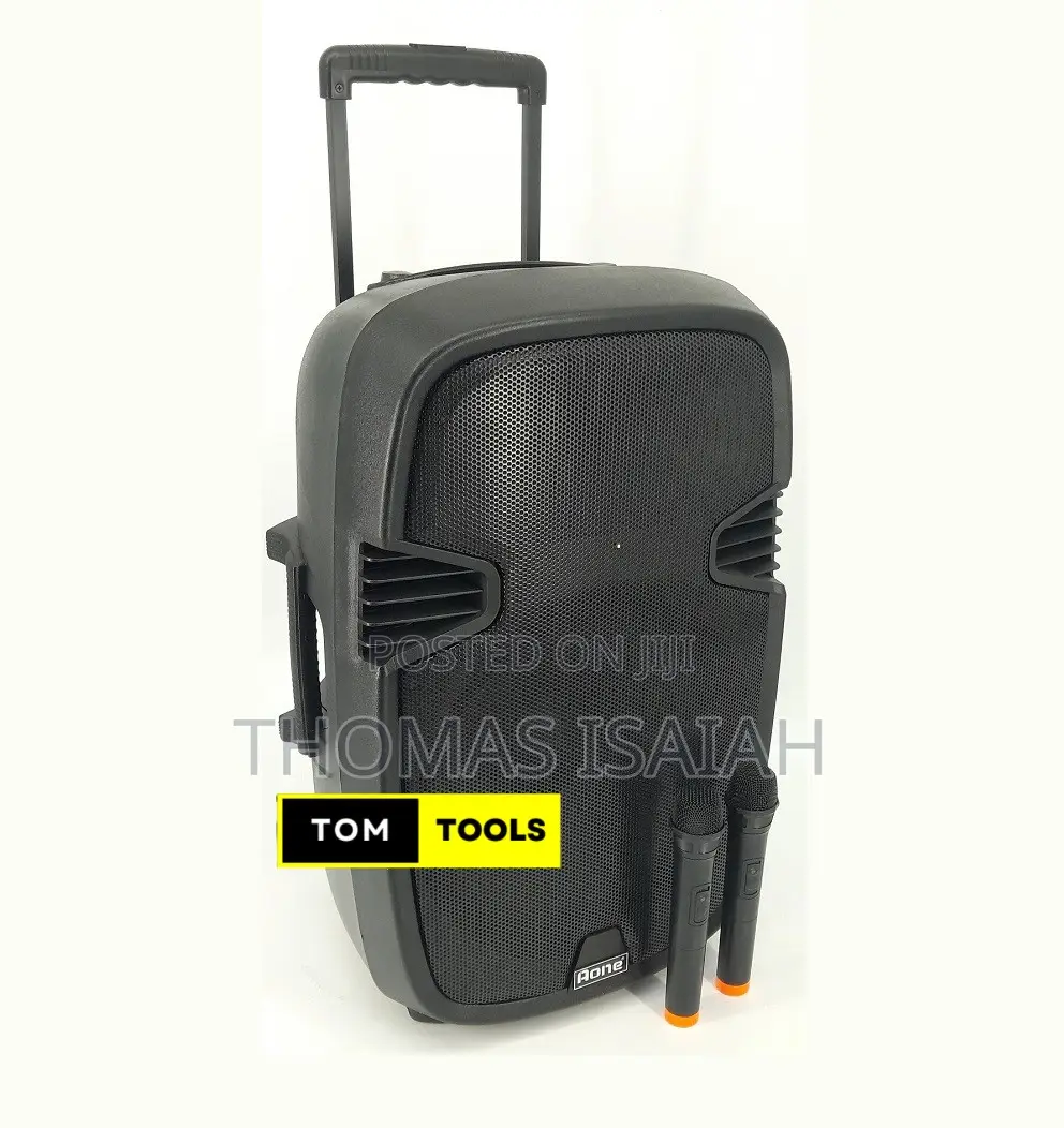 Aone 15′′ Rechargeable Portable Pa Speaker System With 2 Microphones