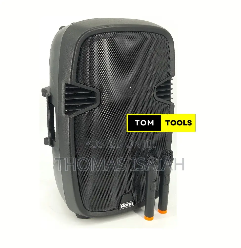 Aone 15′′ Rechargeable Portable Pa Speaker System With 2 Microphones