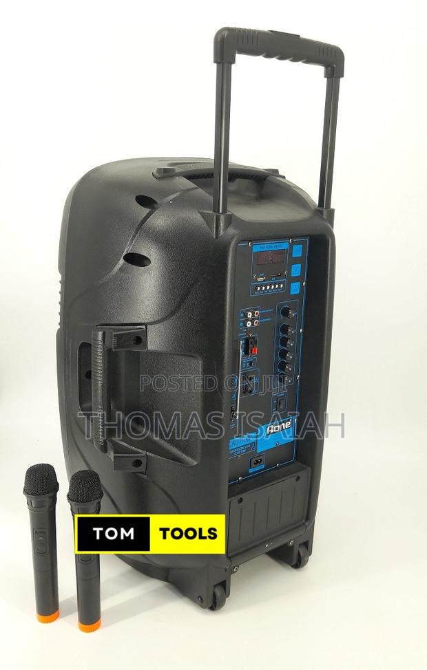 Aone 15′′ Rechargeable Portable Pa Speaker System With 2 Microphones - thumbnail 4