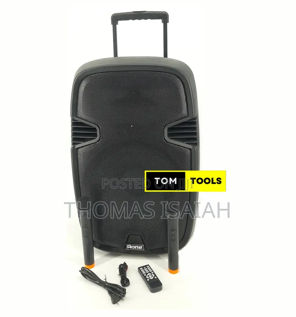 Aone 15′′ Rechargeable Portable Pa Speaker System With 2 Microphones