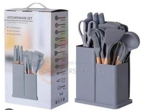 Generic 19 PCS Silicone Spoon Set With Knives and Wooden Handles. - main view