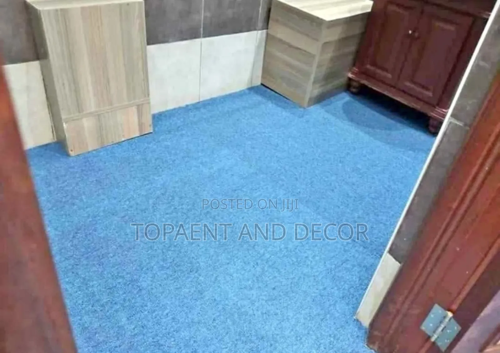 Bright Blue Classic Office Room Wall to Wall Carpet