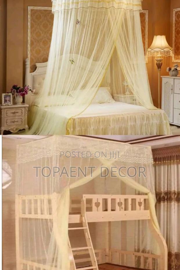 Cream 4 Stand and Cream Round Mosquito Net - main view