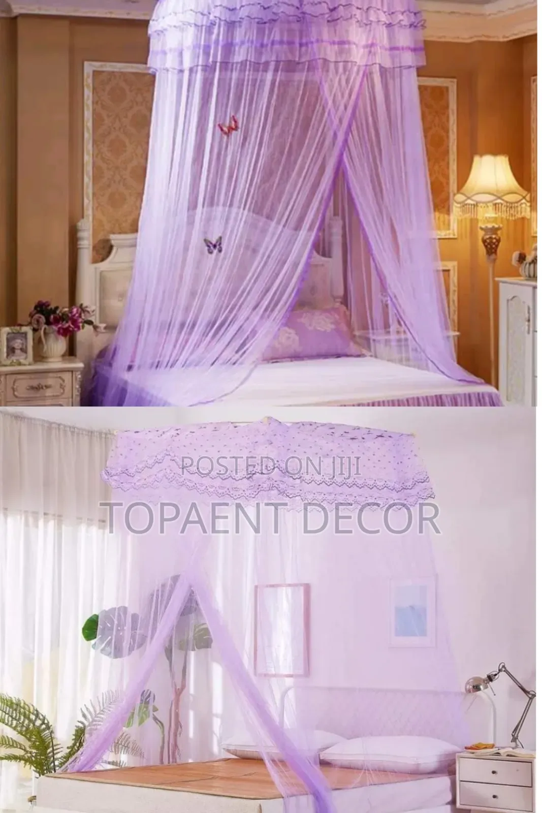 Purple Round and Top Square Kids Decker Bed Mosquito Net