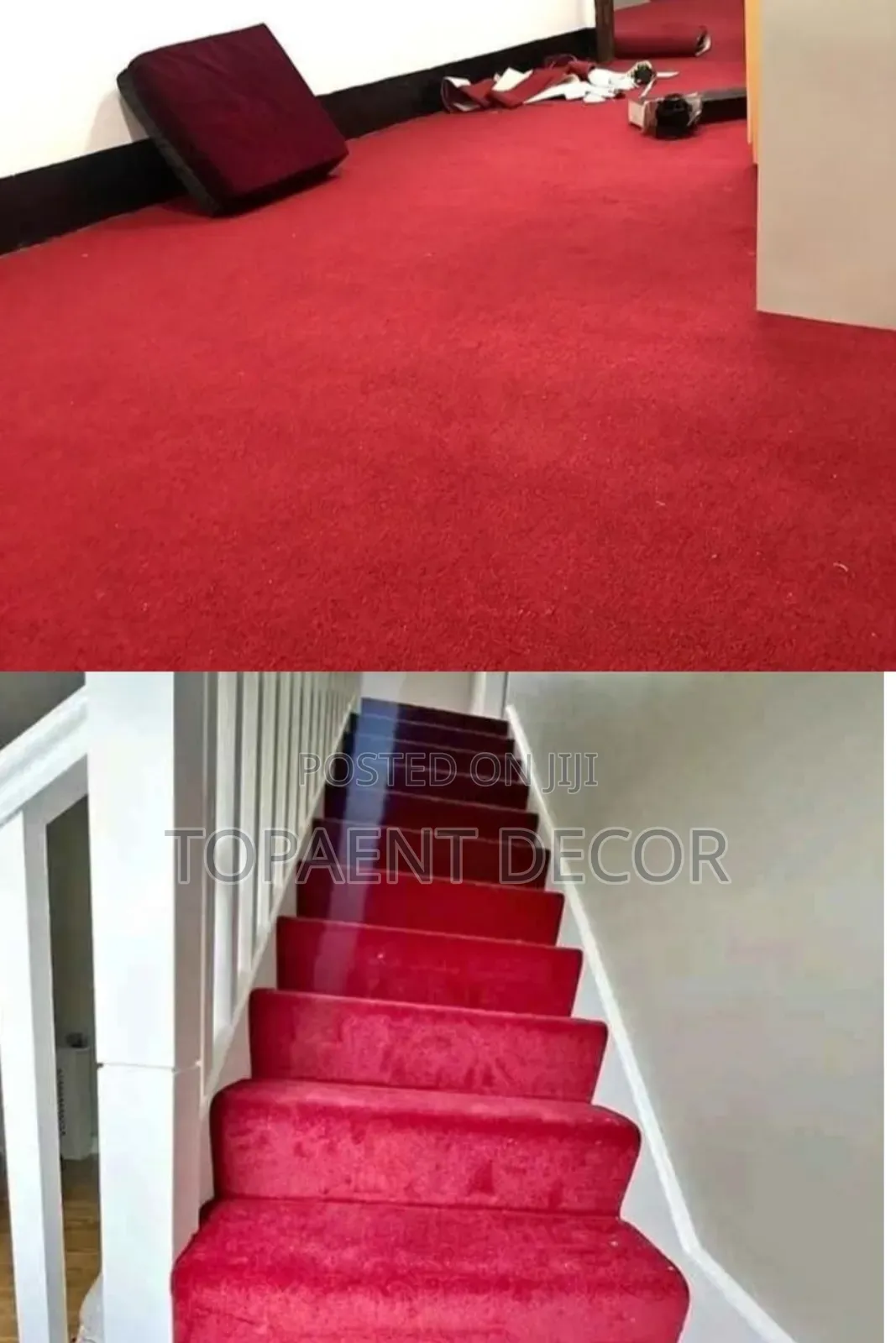 Usa Fluffy and Warm Plain Red Staircase and Room Wall to Wall Carpets