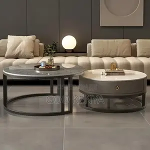 Coffee Table Set; Modern Glass Top Coffee Table Set and Storage Drawer