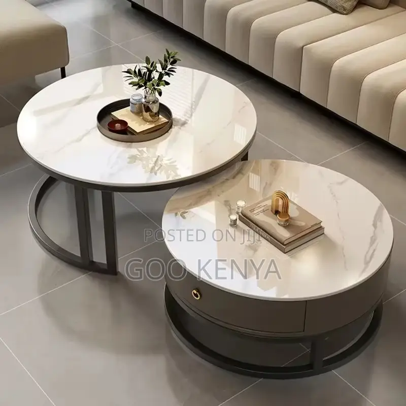 Coffee Table Set; Modern Glass Top Coffee Table Set and Storage Drawer