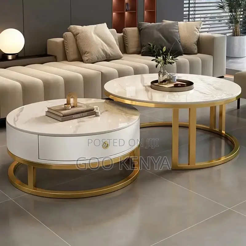 Coffee Table Set; Modern Glass Top Coffee Table Set and Storage Drawer