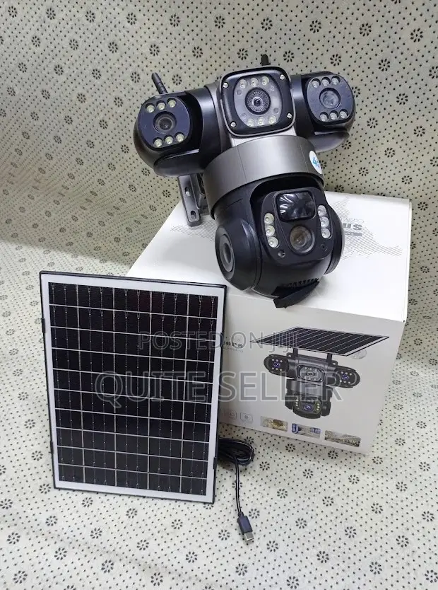 Triple-Lens 4g Solar CCTV Surveillance Cam Built-in Battery Featuring