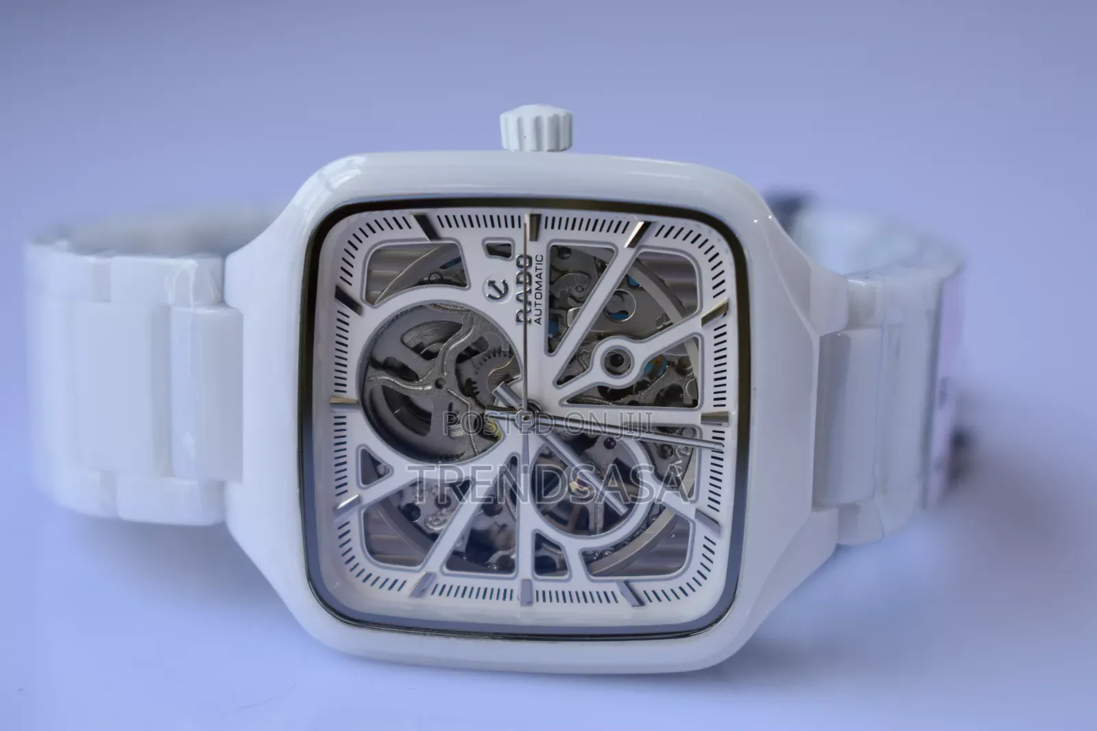 Rado True Square Open Heart White 38 Mm Ceramic Watch