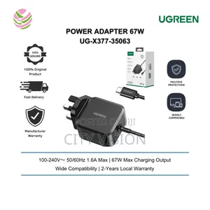 Ugreen Usb-C 67w Pd Gan Tech Power Adapter Uk+3dc Connectors