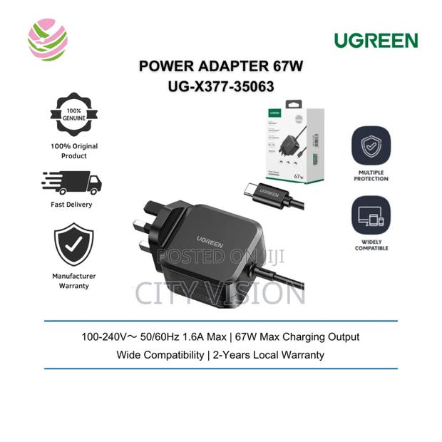 Ugreen Usb-C 67w Pd Gan Tech Power Adapter Uk+3dc Connectors - thumbnail 2