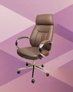 Brown Executive Leather Office Chair | Supportive Padded Armrests