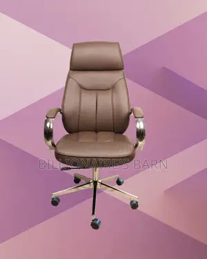 Brown Executive Leather Office Chair | Supportive Padded Armrests