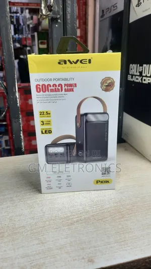 Awei 60000mah 22.5w Fast Charging Powerbank-led Display Flash Light.