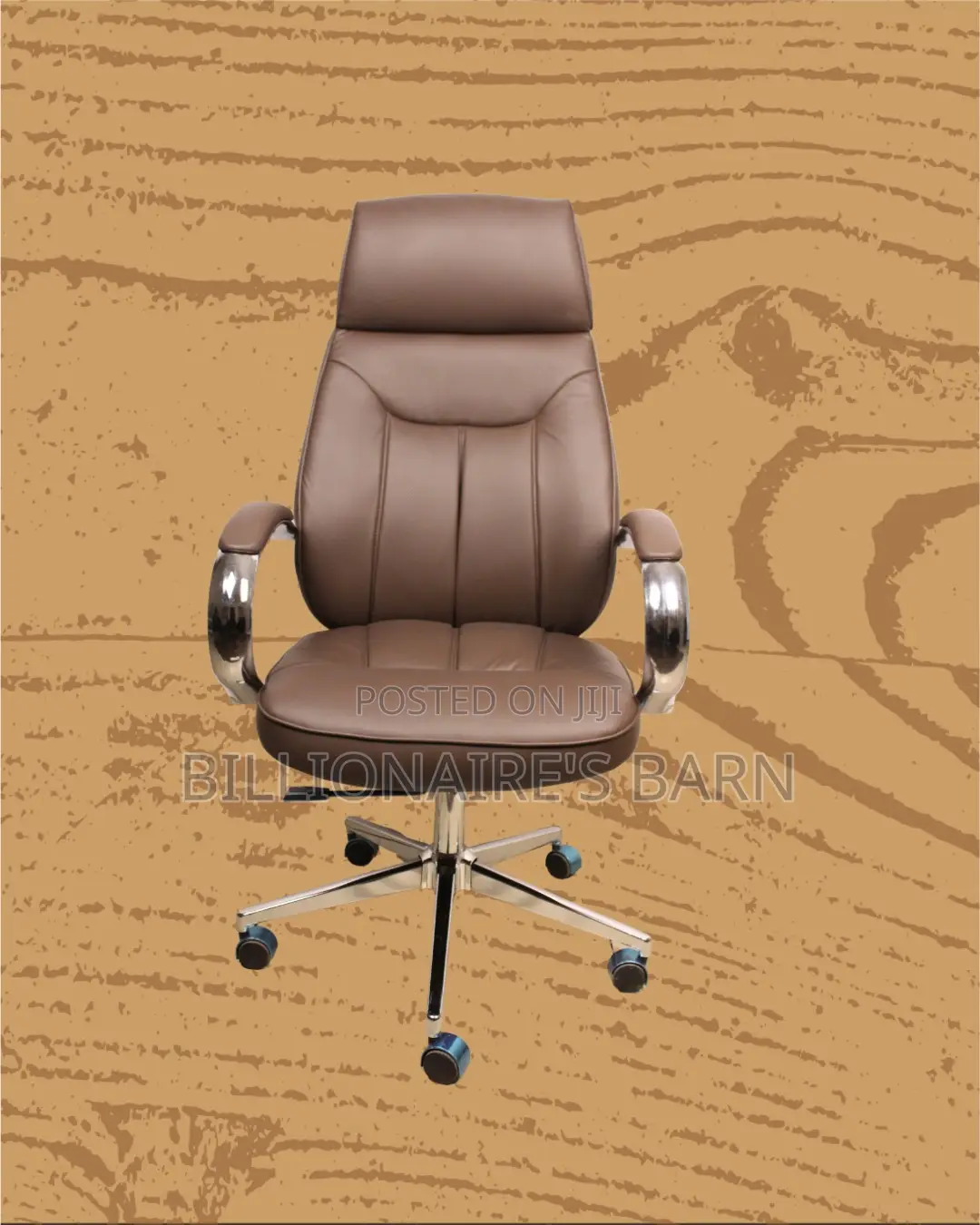Stylish Brown Executive Leather Office Chair — Great for Study or Work