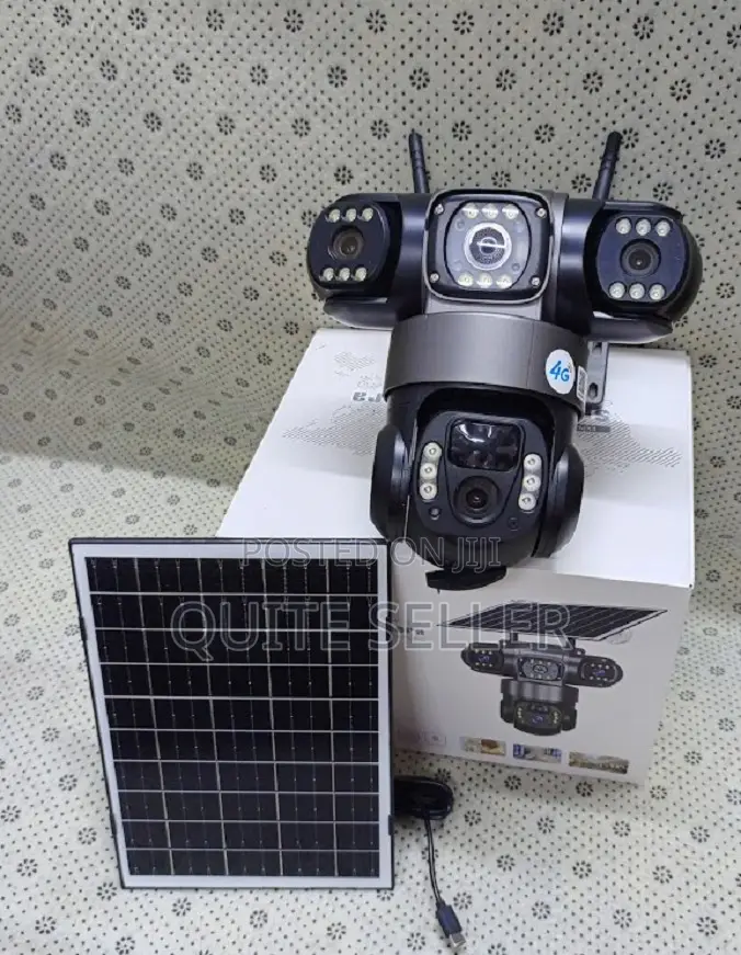 4g Outdoor Solar Cam Tripple Lens Camara With Pir Humanoid Detection