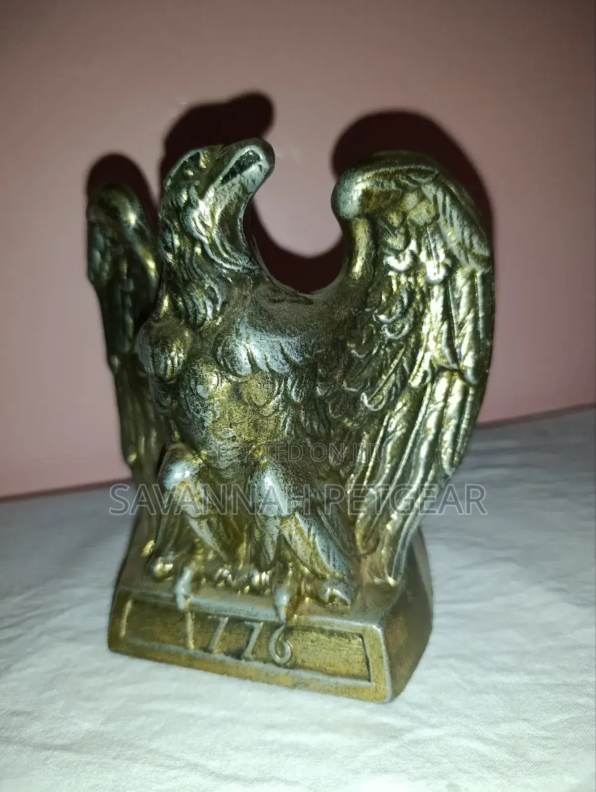 Vintage 1972 Colonial Virginia American Bald Eagle 1776 Brass Bookends