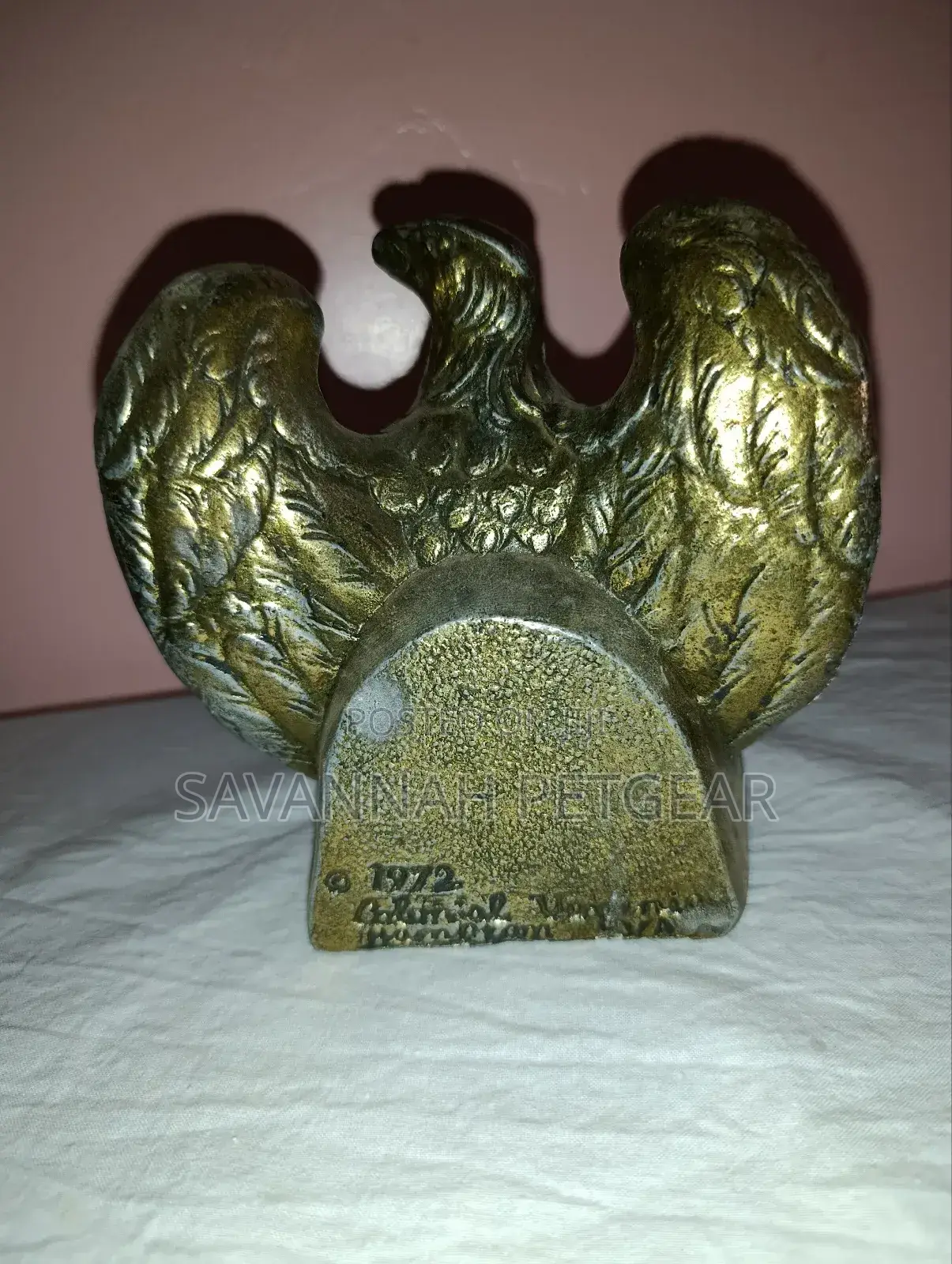 Vintage 1972 Colonial Virginia American Bald Eagle 1776 Brass Bookends