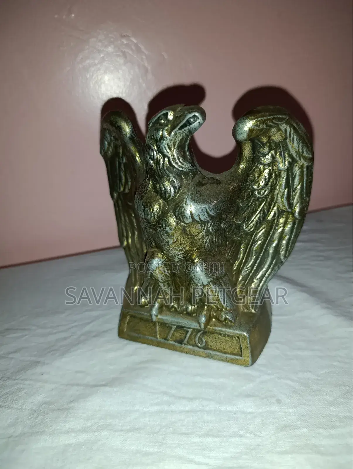 Vintage 1972 Colonial Virginia American Bald Eagle 1776 Brass Bookends