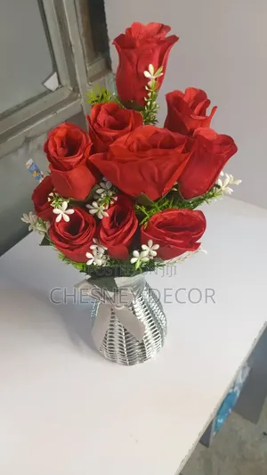 Elegant Artificial Red Rose Bouquet For Home Decor