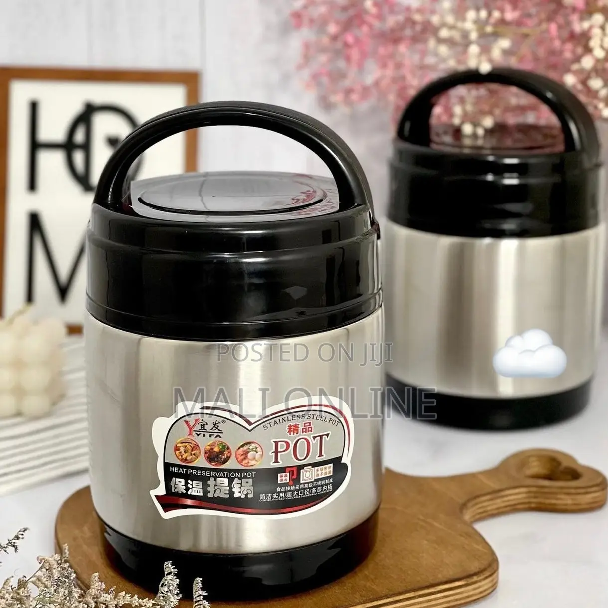 1000ml Stainless Steel Thermos Food Flask 2 Tier Insulated Lunch Box