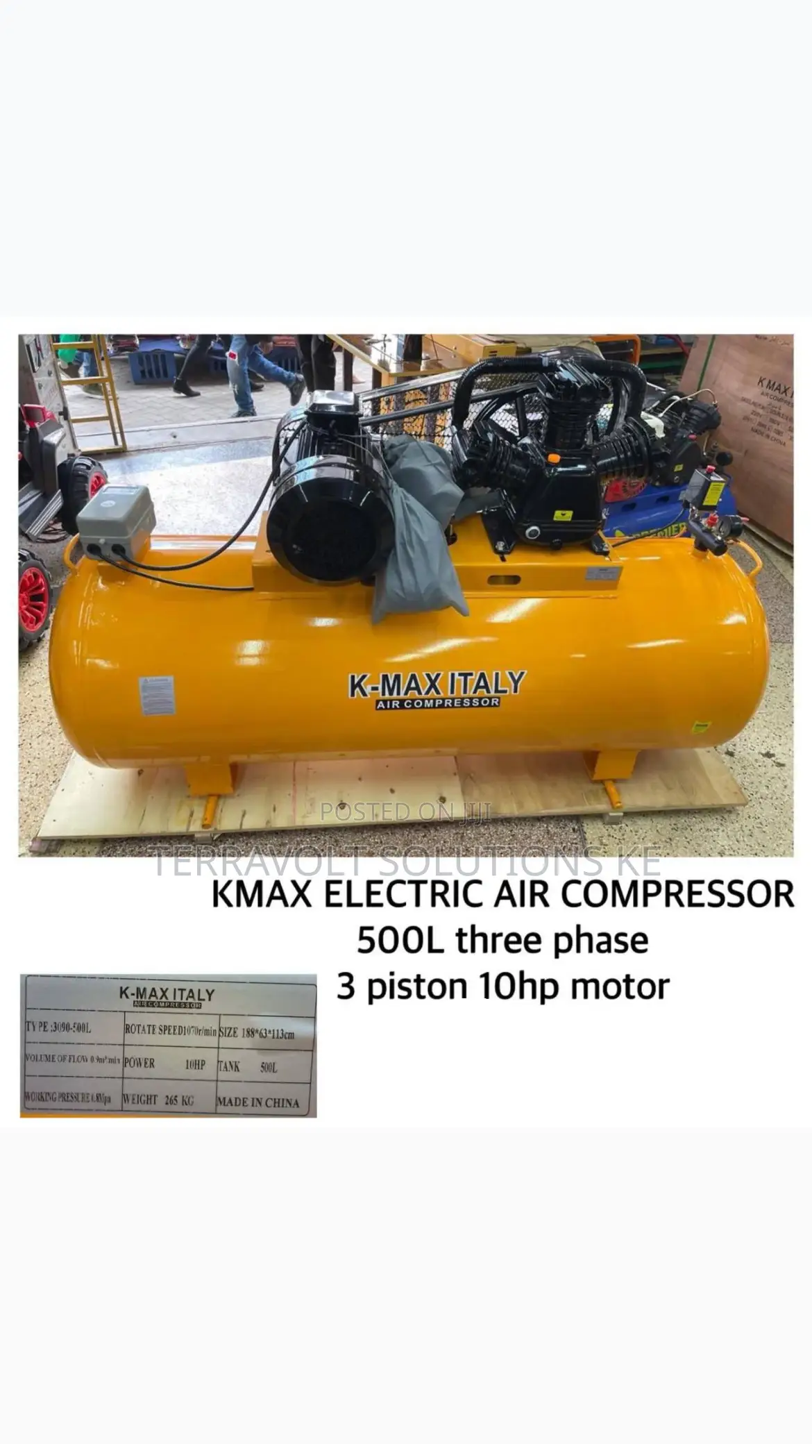 500l Kmax 3phase 10hp Double Piston Air Compressor