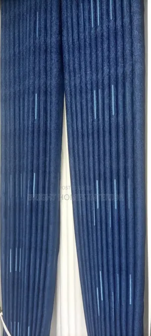 Blue With Silver Stripes Curtain Available