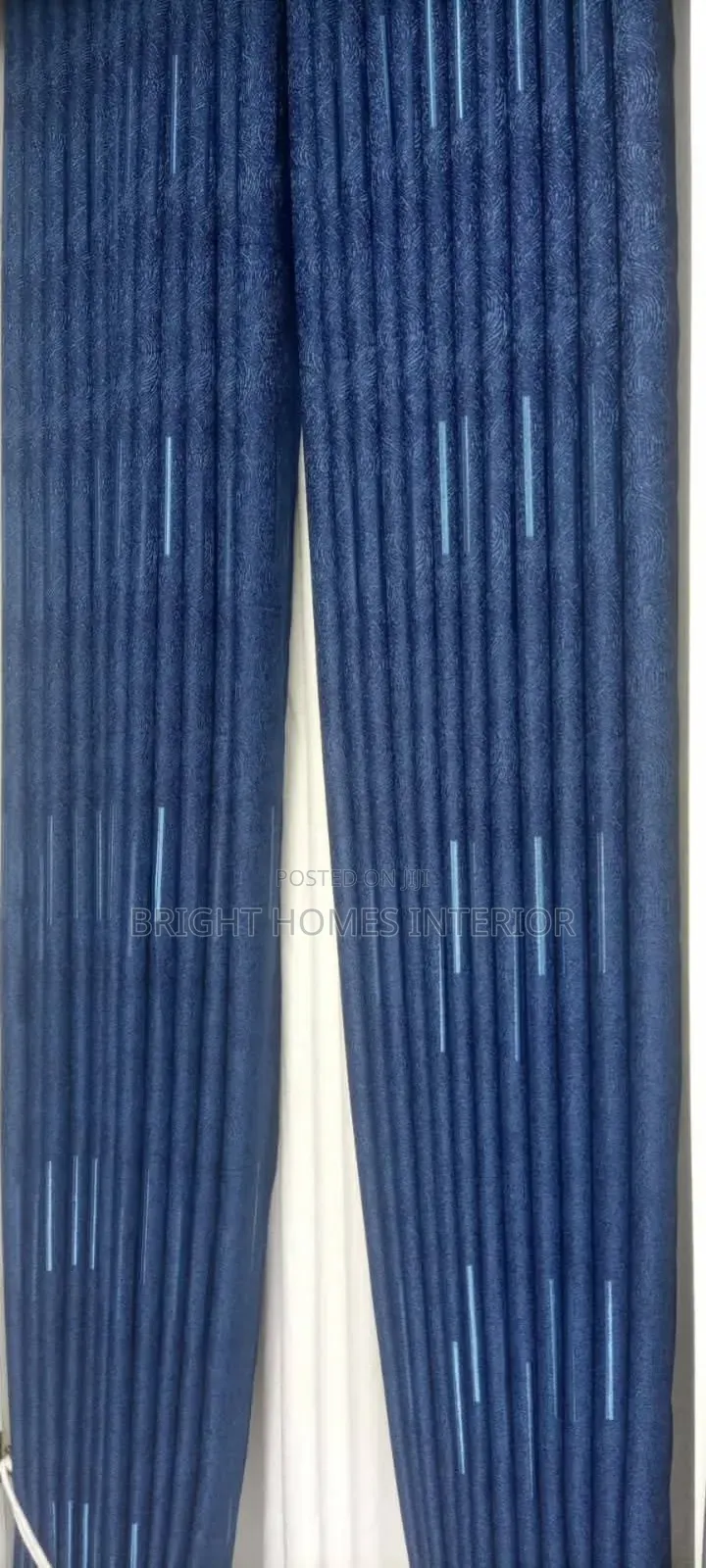 Blue With Silver Stripes Curtain Available