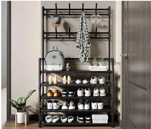 Multifunctional 5 Tier Shoe Rack Organizer, Floor Coat Hat Rack - thumbnail 2