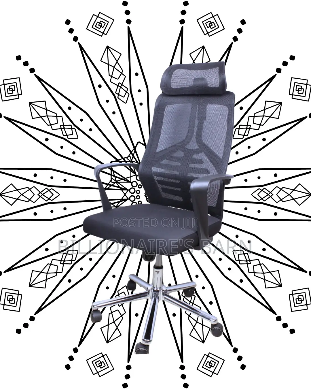 Breathable High Back Mesh Office Chair | Headrest Support