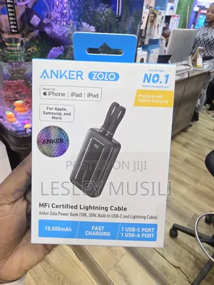 Anker Zolo Powerbank 10000mah 30w Built-in Usb-C and Lighting Cable