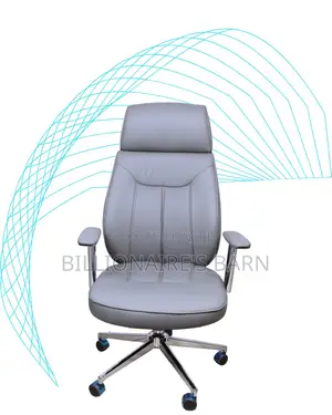 Grey Executive Leather Office Chair | Plush Headrest Support