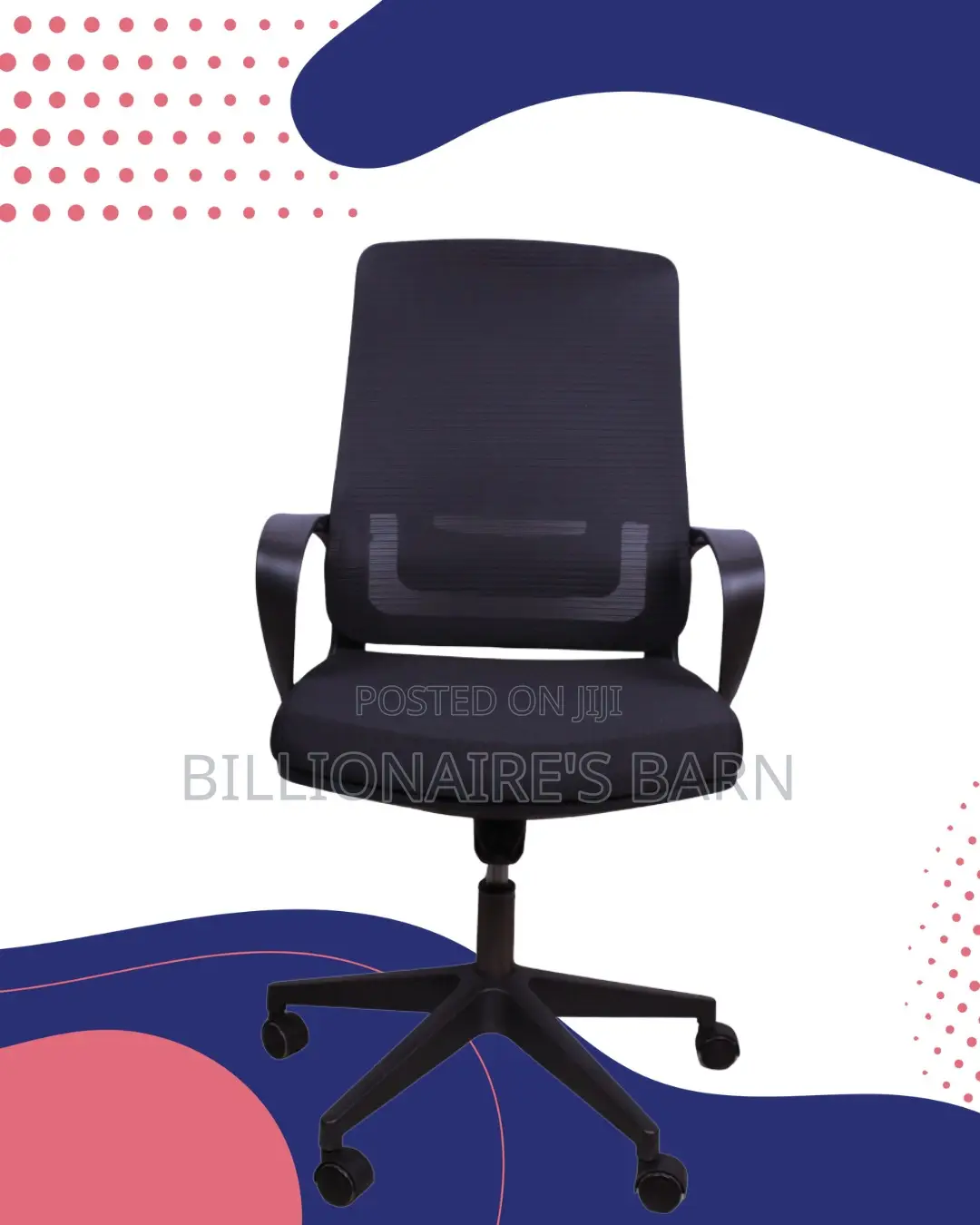 Durable Black Ergonomic Mesh Office Chair | Swivel Base