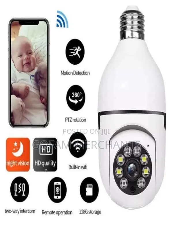 PTZ Bulb Camera 1080p Auto Rotating Wifi CCTV in Kenya